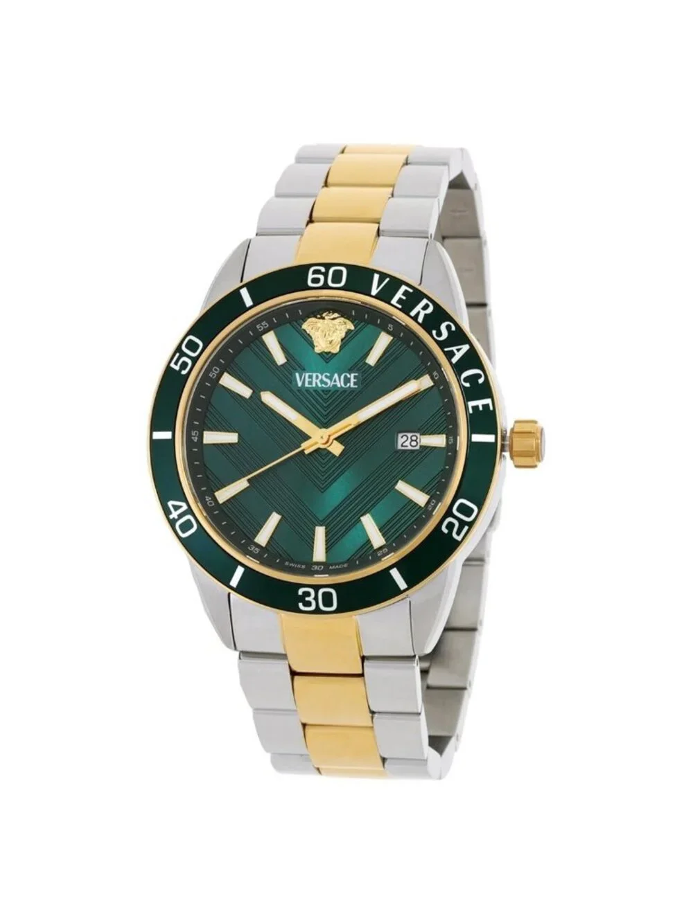 NWT Versace Greca Urban Quartz Green Dial Men's Watch